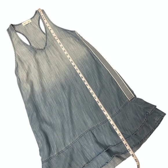 Bella Dahl Side Stripe Sleeveless Racerback Chambray Mini Dress Blue Small - Picture 16 of 16